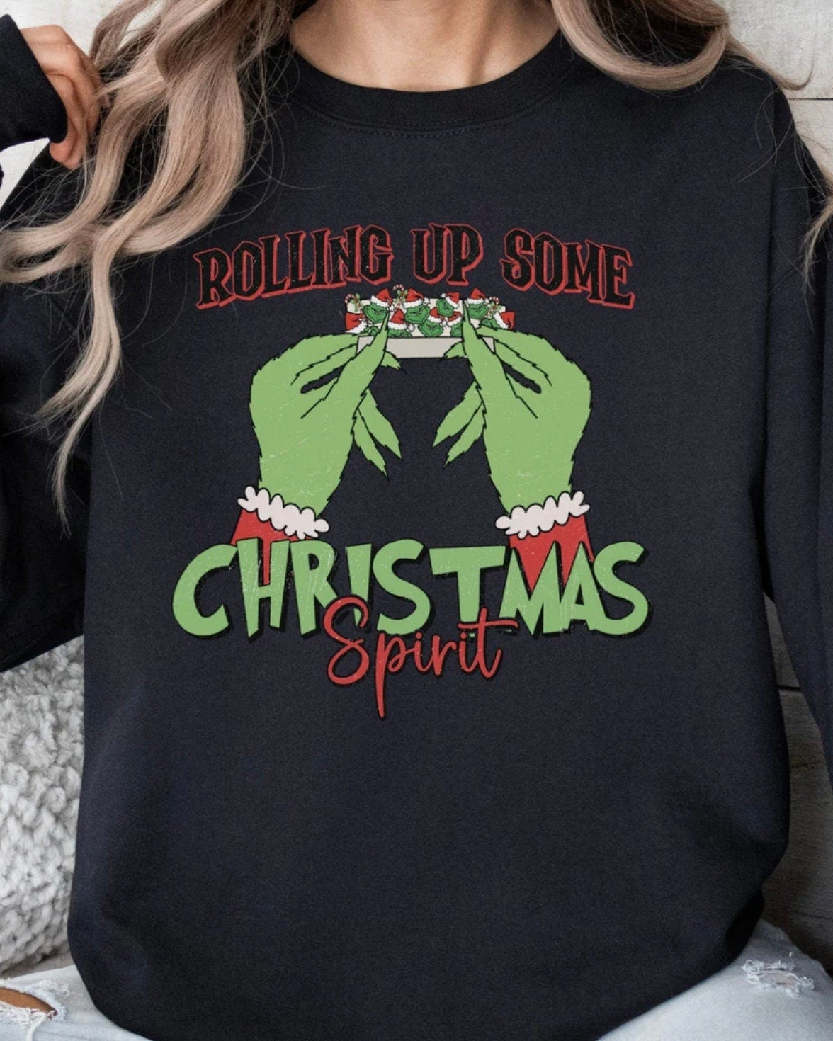 Rolling Up Some Christmas Spirit Crewneck