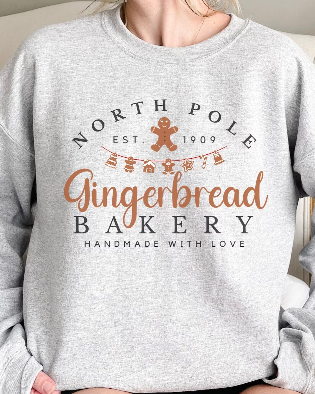 North Pole Gingerbread Bakery Crewneck