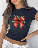 Christmas Coquette Bow Baby Tee